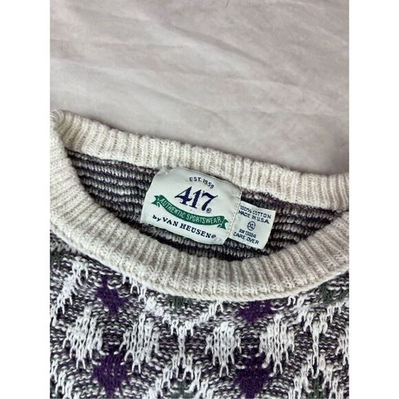 Vintage 90s Geometric Sweater Grandpa Style - Picture 4 of 4